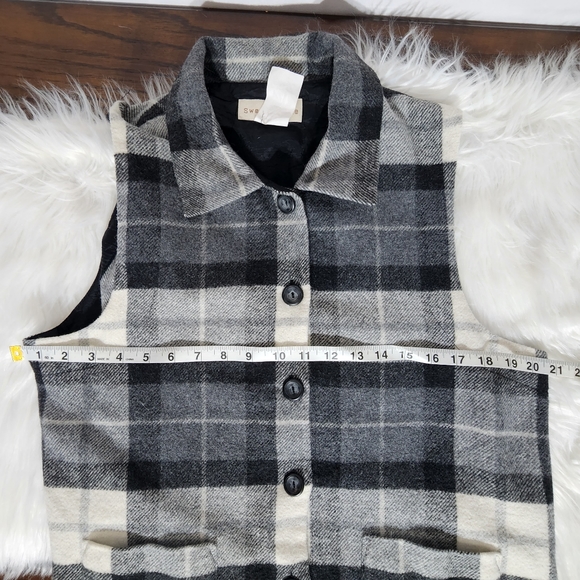 Sweet Jessie Vintage Gray and Ivory Wool Blend Fringe Vest, Size Large - Picture 7 of 8